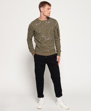 Superdry Premium All Over Print Crew Férfi Pulóver Khaki | SRLCY5196